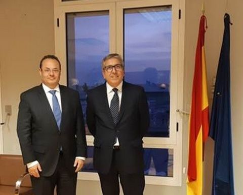 Encuentro entre el presidente del Instituto de Cr&eacute;dito Oficial (ICO), Jose Carlos Garc&iacute;a de Quevedo, y el presidente ejecutivo de CAF -banco de desarrollo de Am&eacute;rica Latina-, Luis Carranza.
