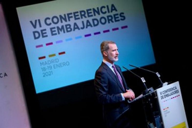 Felipe VI señaló que la imagen y el peso exterior de España son "más determinantes que nunca". Felipe VI señaló que la imagen y el peso exterior de España son "más determinantes que nunca".