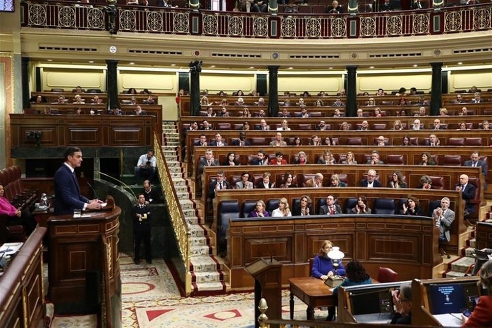 El presidente del Gobierno, Pedro S&aacute;nchez, durante su comparecencia en el Congreso de los Diputados.