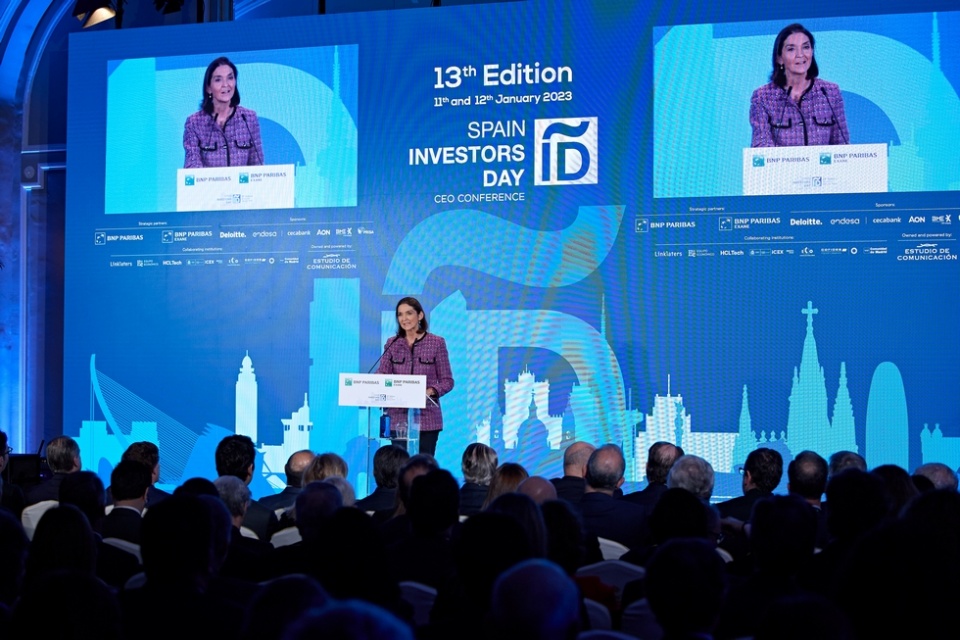 Reyes Maroto, Ministra de Industria, Comercio y Turismo, durante la inauguraci&oacute;n de la XIII edici&oacute;n del Spain Investors Day (SID)