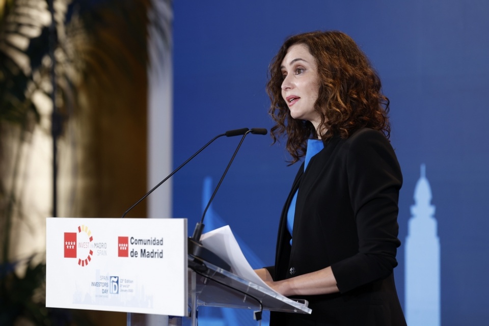 Isabel D&iacute;az Ayuso durante su intervenci&oacute;n en la XIII edici&oacute;n del Spain Investors Day.