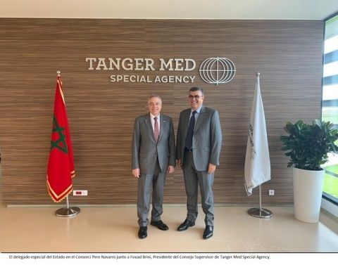 Pere Navarro y  Fouad Brini, Presidente del Consejo Supervisor de Tanger Med Special Agency (TMSA).