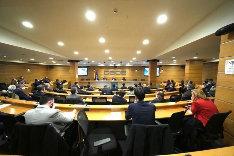Participantes y asistentes al Encuentro Empresarial Espa&ntilde;a-El Salvador, con motivo de la visita del ministro de Hacienda, Alejandro Zelaya.