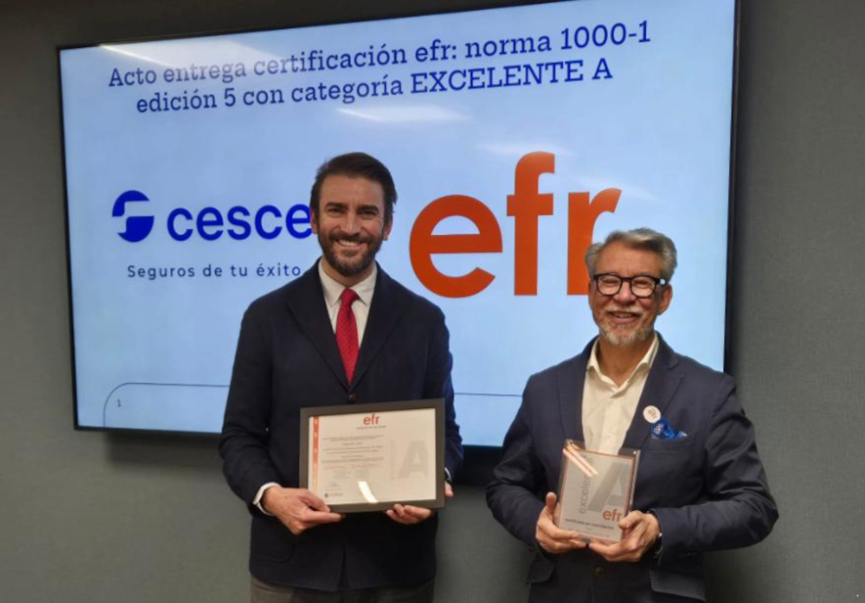 Pablo de Ramón-Laca, presidente ejecutivo de Cesce y Roberto Martínez, director general de la iniciativa efr. Pablo de Ramón-Laca, presidente ejecutivo de Cesce y Roberto Martínez, director general de la iniciativa efr.