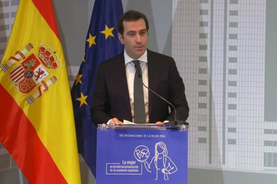El ministro de Econom&iacute;a, Comercio y Empresa, Carlos Cuerpo, durante su intervenci&oacute;n.