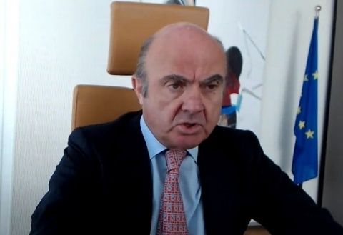El vicepresidente del BCE, Luis de Guindos, durante el encuentro con la C&aacute;mara de Espa&ntilde;a.