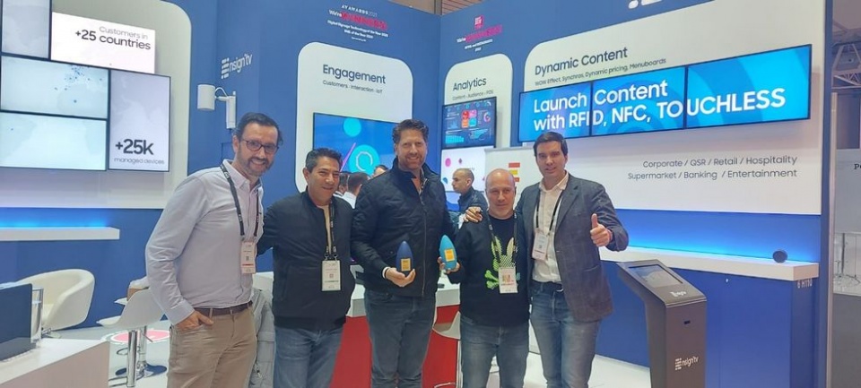 Albert Baranera, director general de nsign.tv, Alexander Cohen, socio de Stratech, David Saad, socio y CEO de Stratech, Julio Bross, socio y COO de Stratech, y Toni Vi&ntilde;als, CEO de nsign.tv.