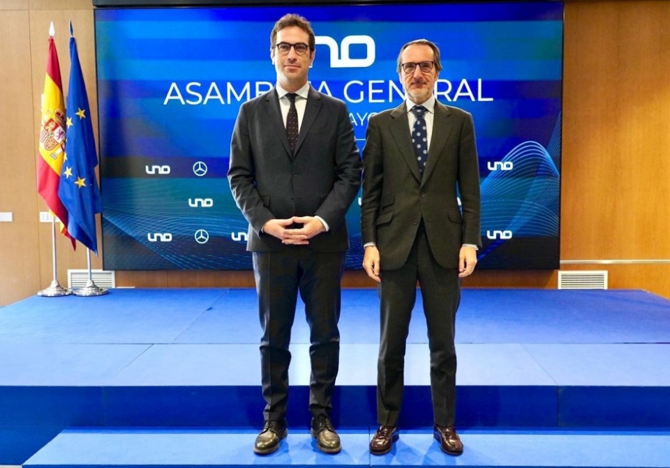 Asamblea General de UNO, presidida por el ministro de Econom&iacute;a, Comercio y Empresa, Carlos Cuerpo y por el presidente de la patronal log&iacute;stica, Francisco Aranda.