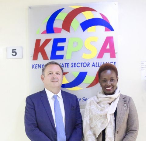 Narciso Casado junto a la consejera delegada adjunta de Kenyan Private Sector Alliance (KEPSA), Rachel Muthoga
