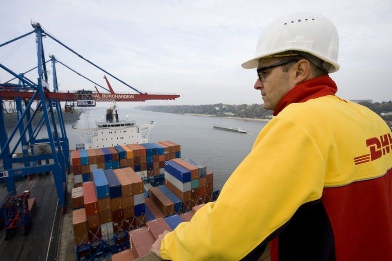 DHL containers.