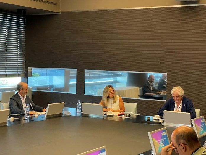 El encuentro se celebró en formato híbrido, desde la sede de Telefónica. El encuentro se celebró en formato híbrido, desde la sede de Telefónica.