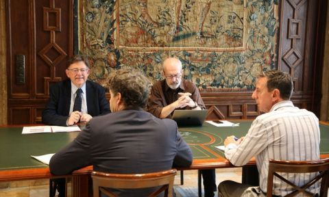 El president de la Generalitat, Ximo Puig, en la reuni&oacute;n.