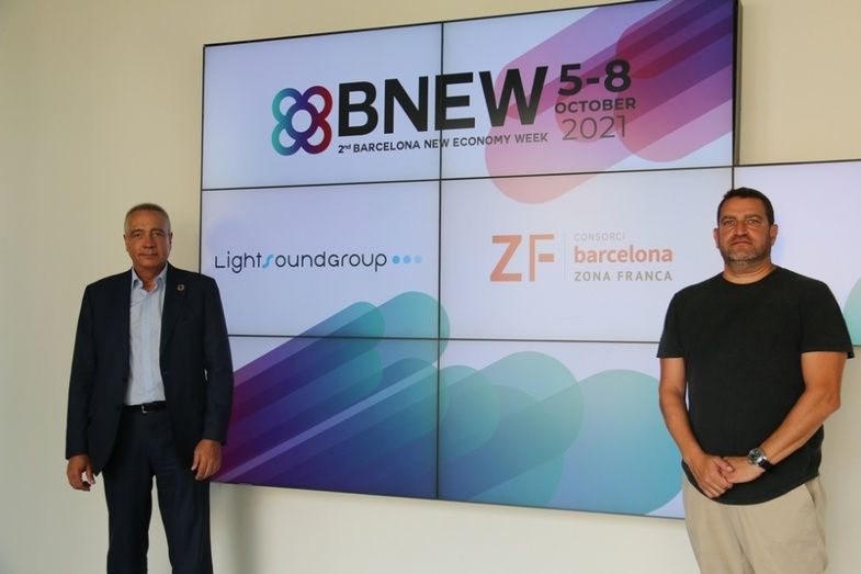 Pere Navarro, delegado especial del Estado en el Consorci de la Zona Franca de Barcelona y presidente de BNEW y David Boja, fundador y presidente de Lightsound Group.