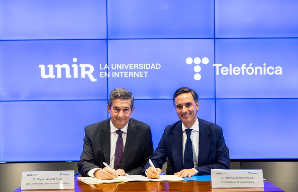 Miguel Arrufat, CEO de UNIR; y Alfonso G&oacute;mez, CEO de Telef&oacute;nica Hispanoam&eacute;rica.