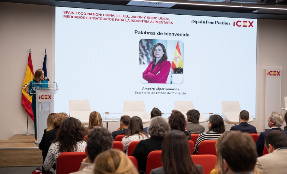 Amparo L&oacute;pez durante la inauguraci&oacute;n de la jornada &ldquo; Spain Food Nation: China, Estados Unidos, Jap&oacute;n y Reino Unido, mercados estrat&eacute;gicos para la industria alimentaria&rdquo;.