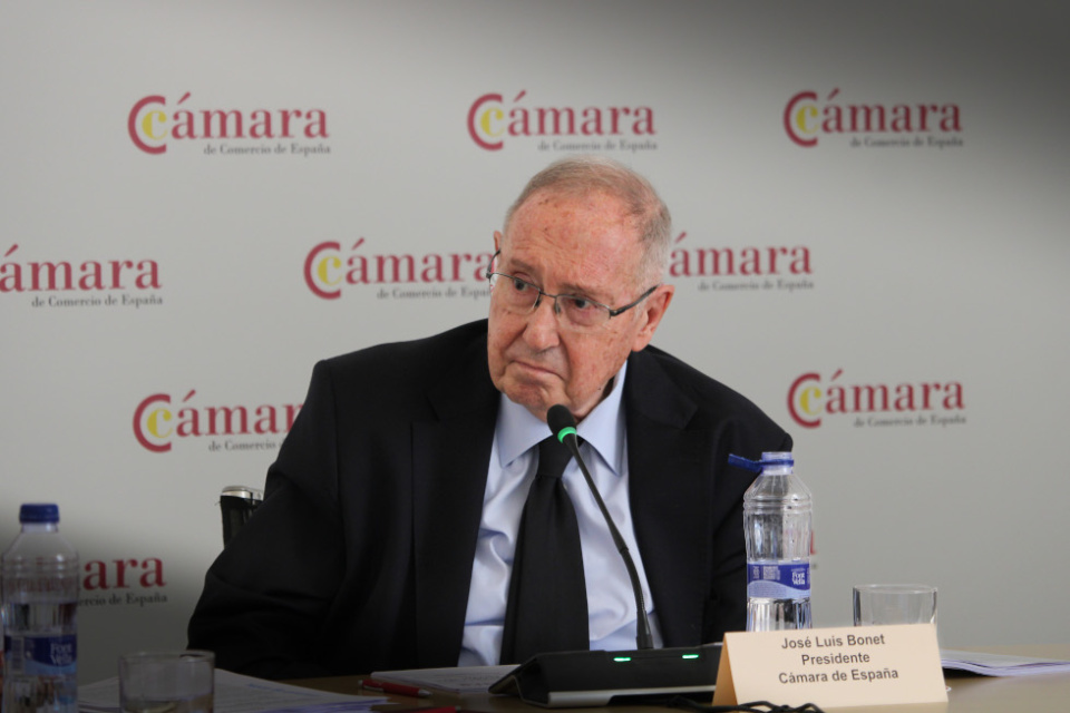 Jos&eacute; Luis Bonet, presidente de C&aacute;mara de Espa&ntilde;a en la presentaci&oacute;n del estudio sobre Clima Empresarial.