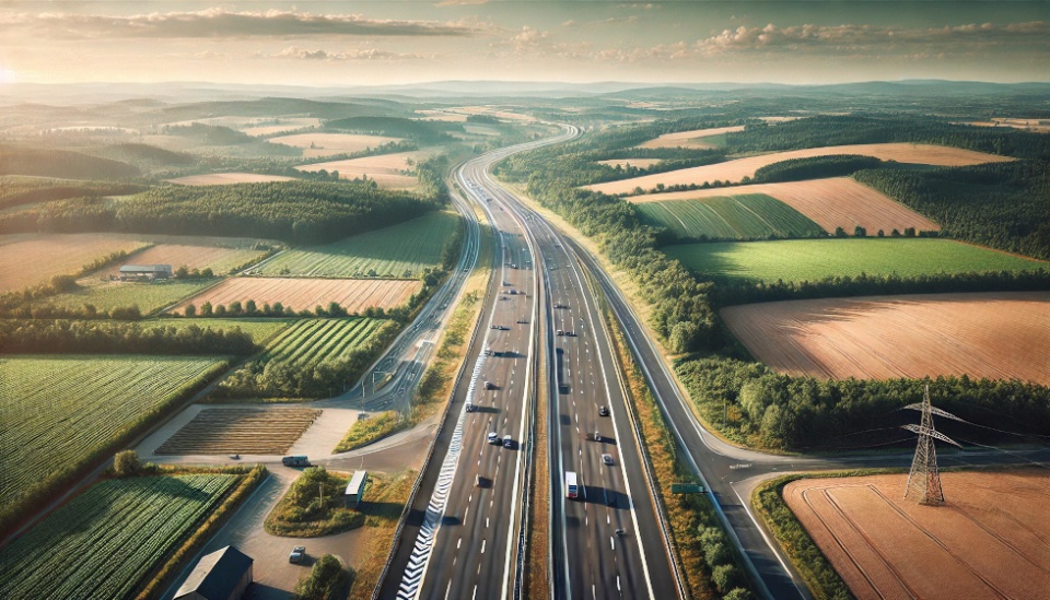 Recreaci&oacute;n digital de la autopista.