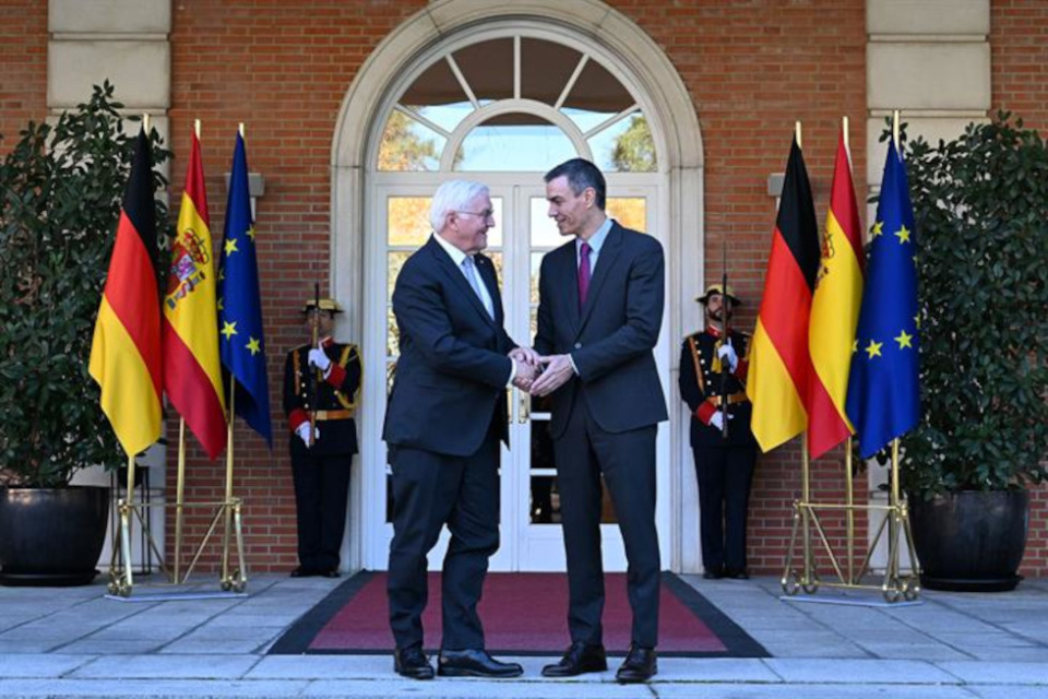 Pedro S&aacute;nchez, tras el encuentro con el presidente alem&aacute;n, Frank-Walter Steinmeier | Pool Moncloa/Jorge Villar.